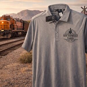 NWT Men’s XL TravisMathew Polo Shirt Gray Southwest Yard Logo